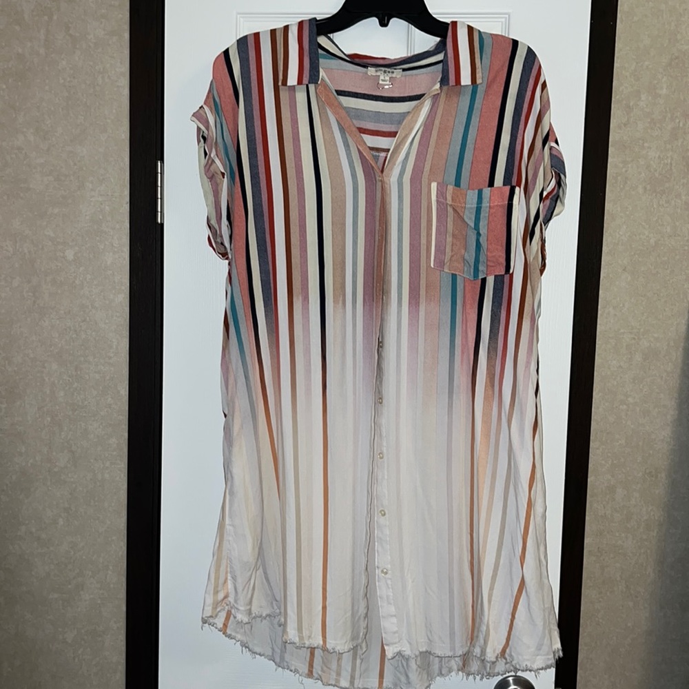 Umgee Short Sleeve Button Up Dress